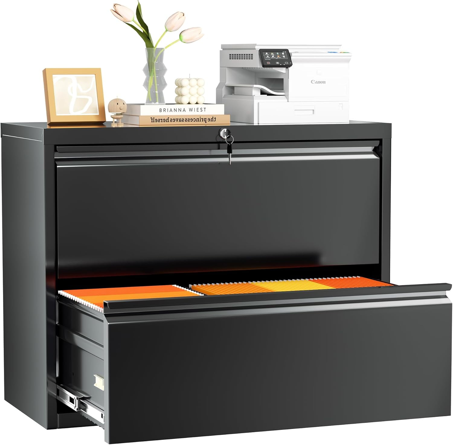 File 2 Drawers, Metal Lateral Filing with Lock for Home