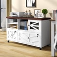 thumbnail image 1 of File Cabinet with 2 Lockable Drawers, ETASE Farmhouse Filing Cabinet with Sliding Door and Storage Shelf, Print Stand for A4/Letter, Storage Cabinet for Home Office, White, 1 of 7