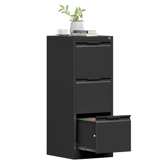 [File Cabinet] 3 Drawer File Cabinet With Lock, Tall Filing Cabinet For Home Office, Metal Lockable Office Storage Cabinet, File Storage Organizer With 3 Drawers, For Legal/Letter/A4 File Folders,