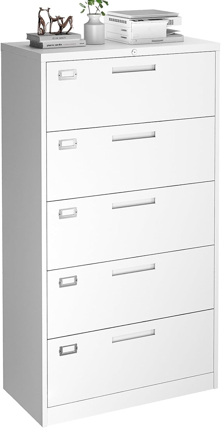 2-Drawer Lateral Filing Cabinet With Lock – Metal Office Cabinet For Letter, Legal & A4 Files, 29"H, Black