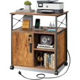 thumbnail image 1 of File Cabinet with Charging Station, Lockable Lateral Filing Cabinets for Home Office, Printer Cabinet Accommodates A4/Letter Size File folders, Rustic Brown, 1 of 5