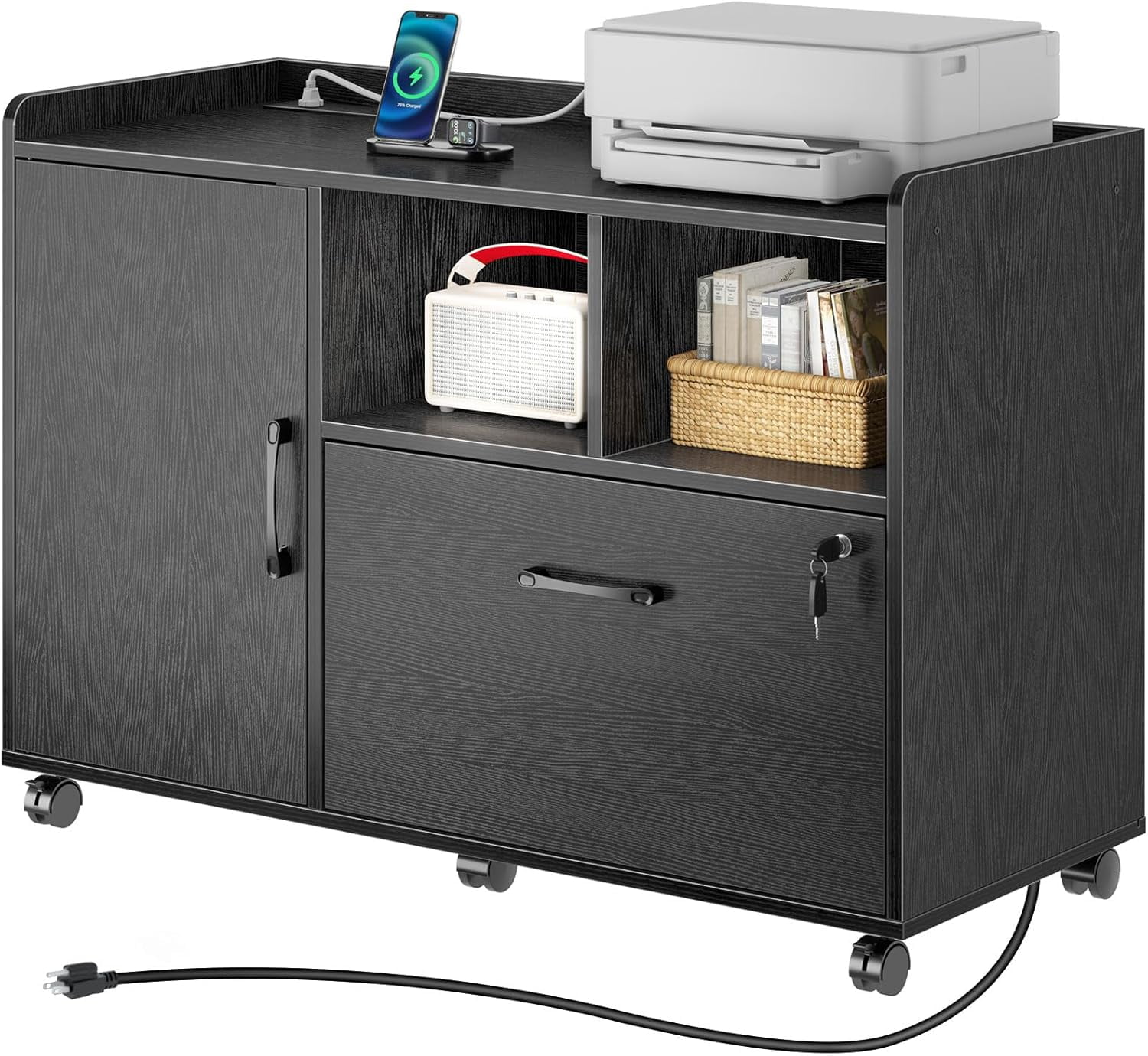 File with Charging Station, Mobile Lateral Filing with