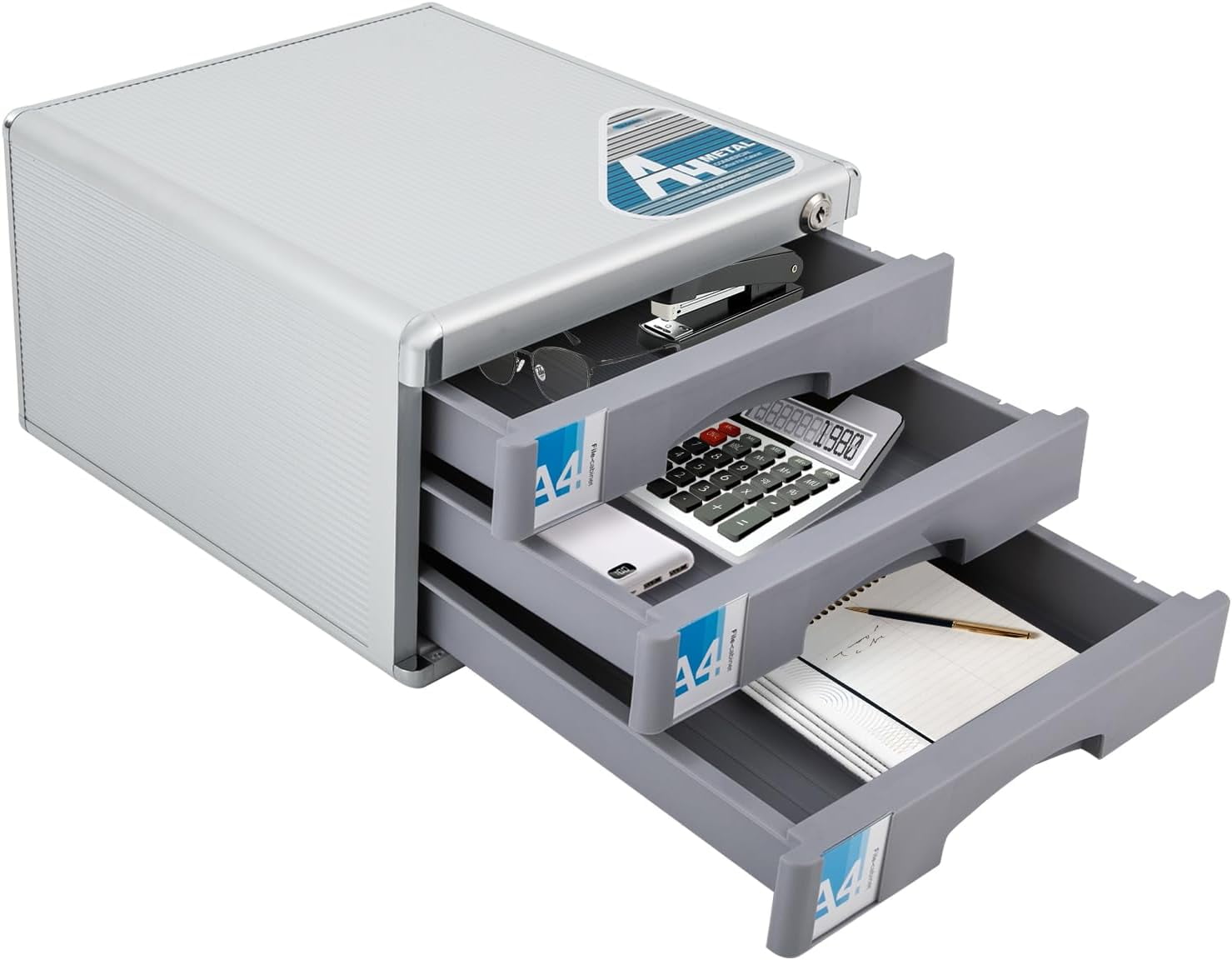 File Cabinet, Desk Organizer with 7 Drawers Metal Desktop Storage ...