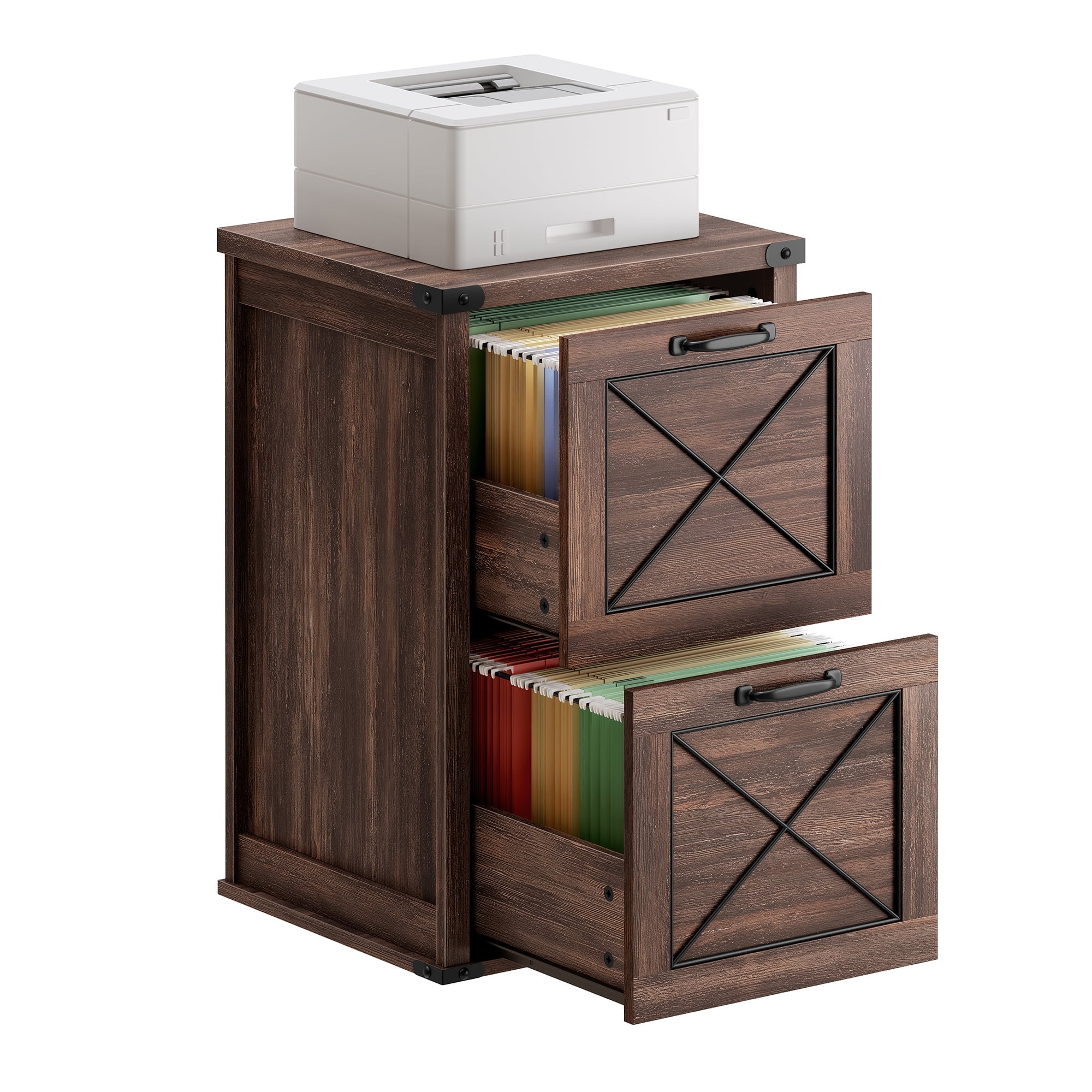 File Cabinet, Filing Cabinet with 2 File Drawers, Printer Stand for ...