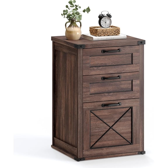 File Cabinet, Filing Cabinet with , Printer Stand, Fit A4, Letter Size, Hanging File Folders, Modern Farmhouse Style, for Home Office
