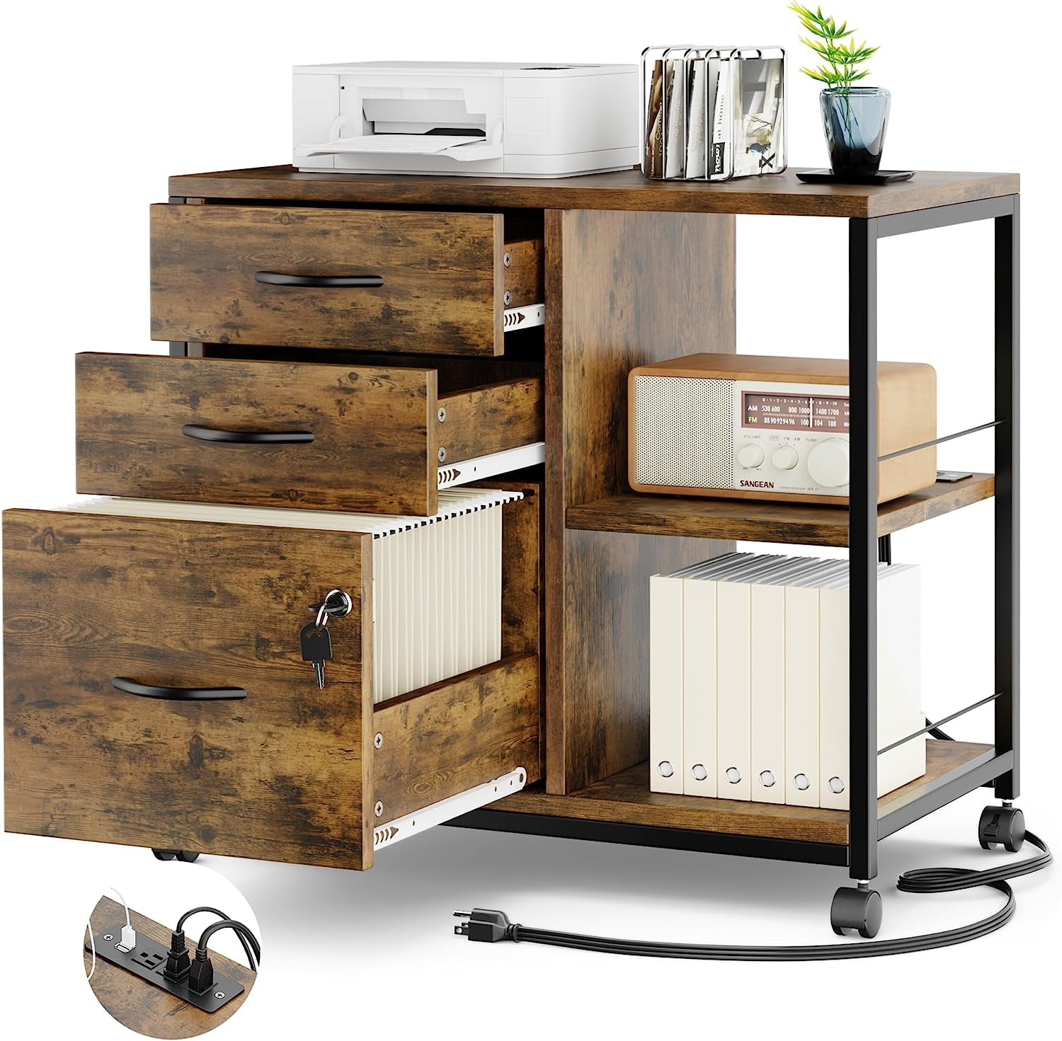 File Filing for Home Office with Lock and USB