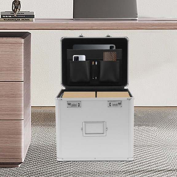 File Cabinet Lock Storage Organizer Portable Home Office Metal Box Mobile Drawer