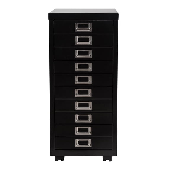 File Cabinet Mini 10 Tier Metal File Organizer Document Organizer with Wheel, for Home Office, Office Desk File,Black Color
