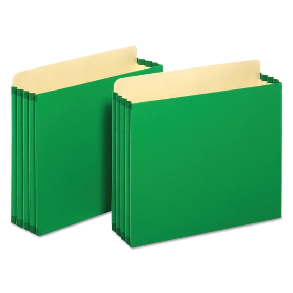 File Cabinet Pockets, 3.5" Expansion, Letter Size, Green, 10/box | Bundle of 5 Boxes