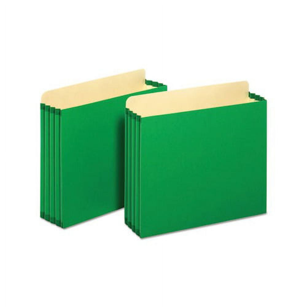 File Pockets 3.5" Expansion, Letter Size, Green, 10/Box