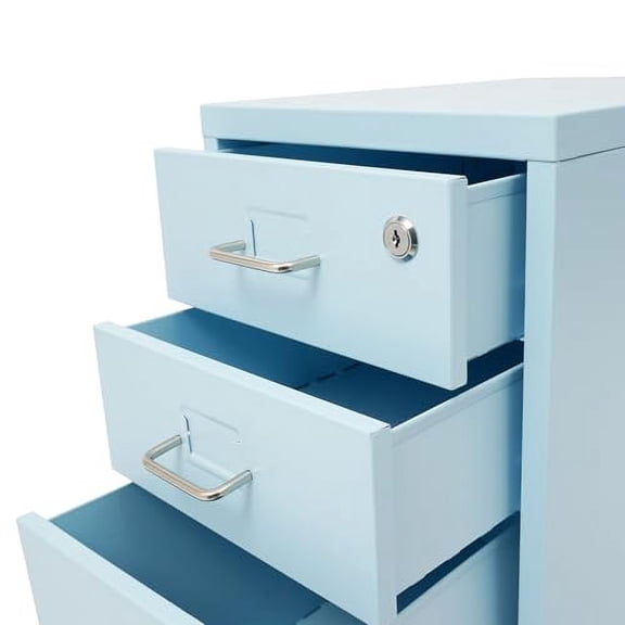 File Cabinet with Lock, 3-Drawer Metal File Cabinet, Mobile File Cabinet with Wheels,Office Filing Cabinet Organizer for Home Office