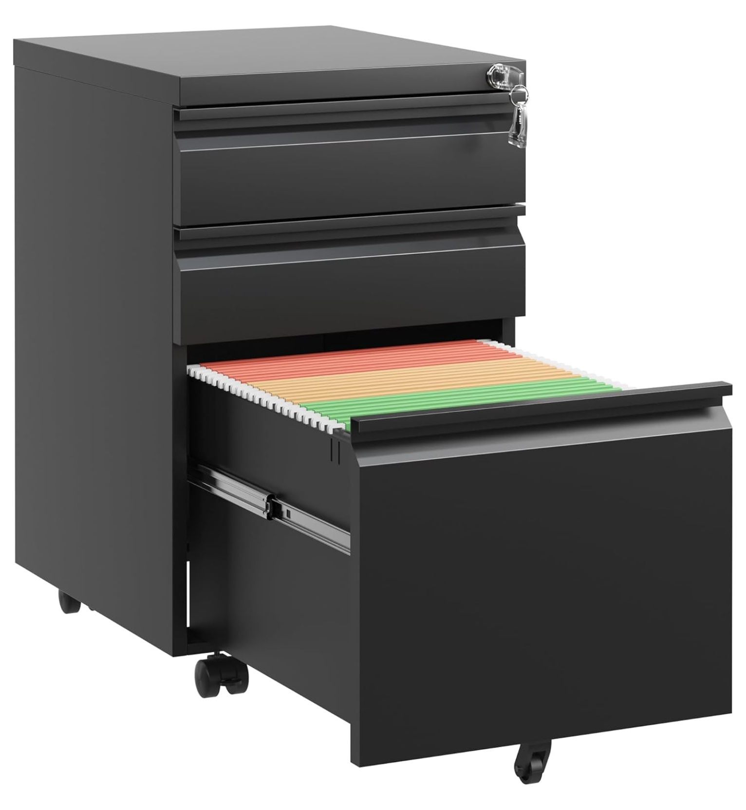File with Lock,Filing 3 Drawer,Fully Assembled Under