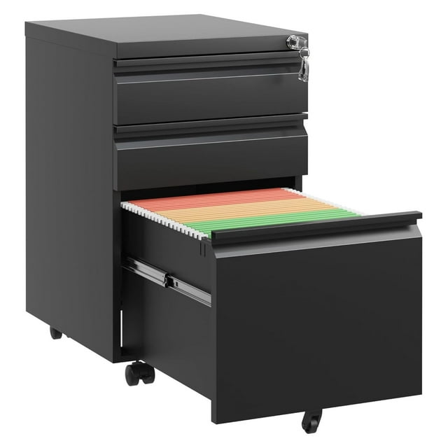 File with Lock,Filing 3 Drawer,Fully Assembled Under