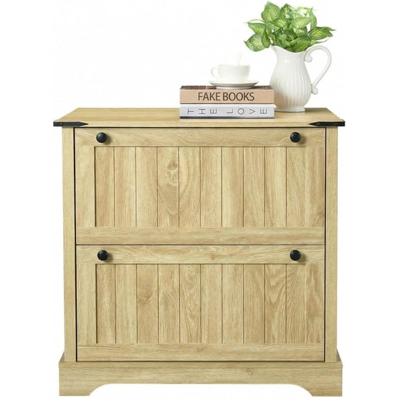 File Cabinets with 2 Drawers, 30 Inch Horizontal File Cabinet for A4, Legal Size Documents, Rustic Storage Cabinet for Home Office, Living Room, Natural
