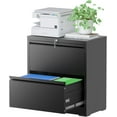 thumbnail image 1 of File Cabinets with Lock, 2 Drawer Locking Filing Cabinets for Home Office, Black Metal Heavy Duty Lateral Filie Cabinet for Hanging Letter/Legal/F4/A4 Size Files, Assembly Required, 1 of 14