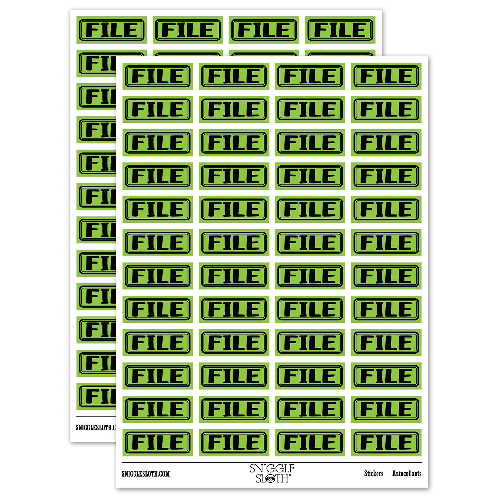 File Sections Sticker File Double Border Sticker Set - Light Green - Gloss Finish - 1.25 ...