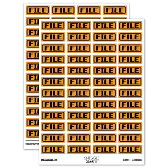 File Double Border Sticker Set - Orange - Matte Finish - 1.25" Mini