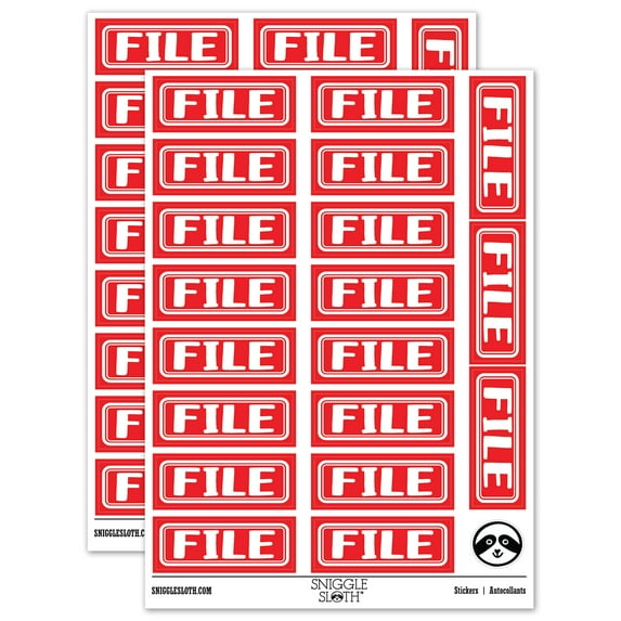 File Double Border Sticker Set - Red - Matte Finish - 2.00" Large