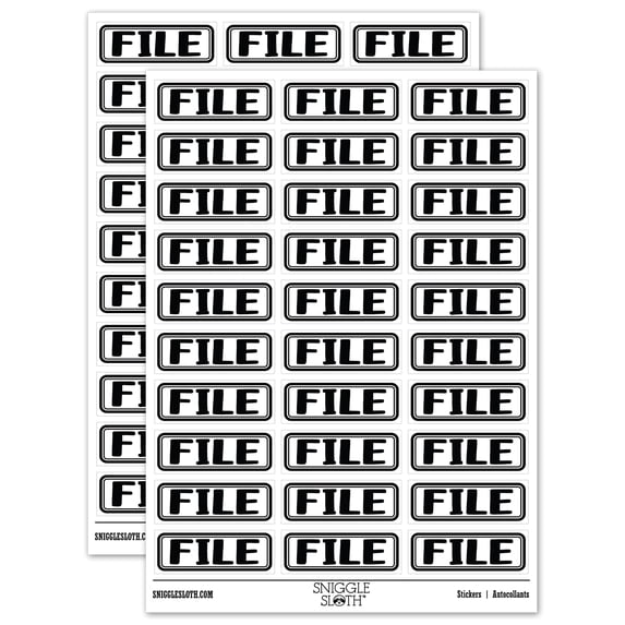 File Double Border Sticker Set - White - Matte Finish - 1.75" Medium