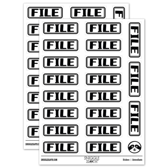 File Double Border Sticker Set - White - Matte Finish - 2.00" Large