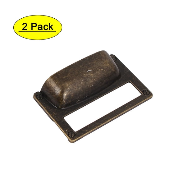 File Drawer Handle Pull Label Tag Name Card Holder Bronze Tone
