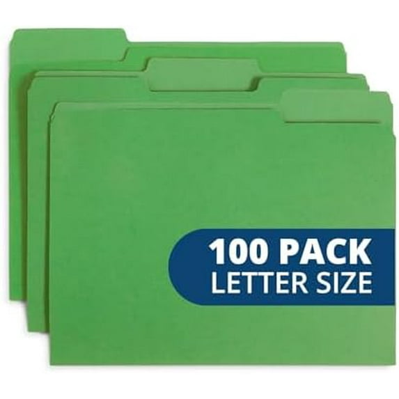 File Folder, 1/3 Cut Tab, Letter Size, Green, Great for Organizing and ...