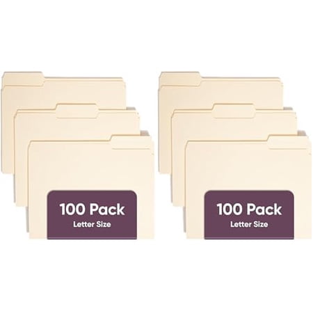File Folder, 1/3-Cut Tab, Letter Size, Manila, Assorted Positions, 100 Per Box (10330) (Pack of 2)