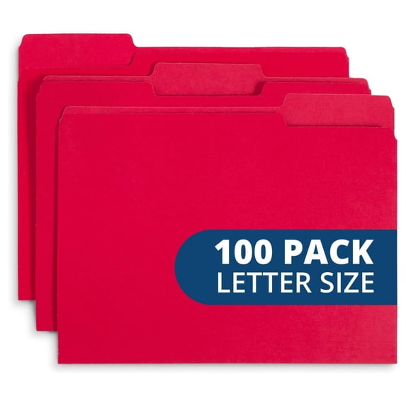 Easy File N Store File Folder, 1/3 Cut Tab, Letter Size, Red, Great for Organizing and ...