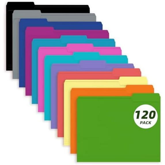 File Folder, 120 Pack Colored File Folder, 1/3 Cut Tab, Letter Size ...