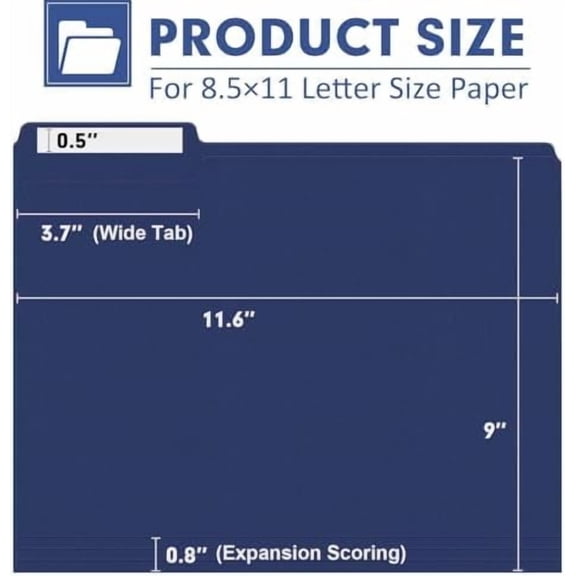 File Folder,  120 Pack File Folder, 1/3 Cut Tab, Letter Size, Filing Folder for Office School Business, Dark Blue