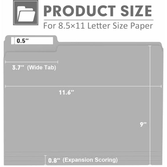 File Folder,  120 Pack File Folder, 1/3 Cut Tab, Letter Size, Filing Folder for Office School Business, Grey