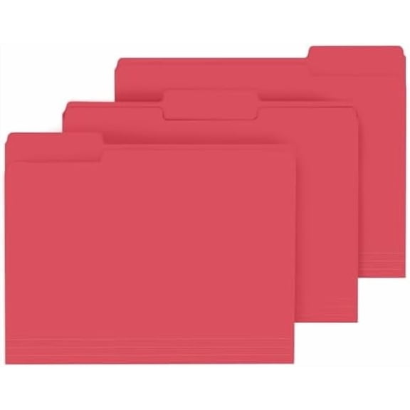 File Folder,  120 Pack File Folder, 1/3 Cut Tab, Letter Size, Filing Folder for Office School Business, Red