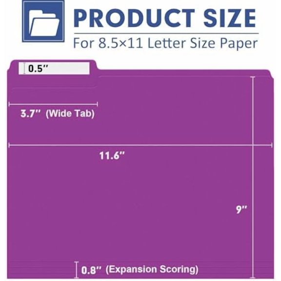 File Folder,  120 Pack File Folder, 1/3 Cut Tab, Letter Size, Filing Folder for Office School Business, Rosepurple