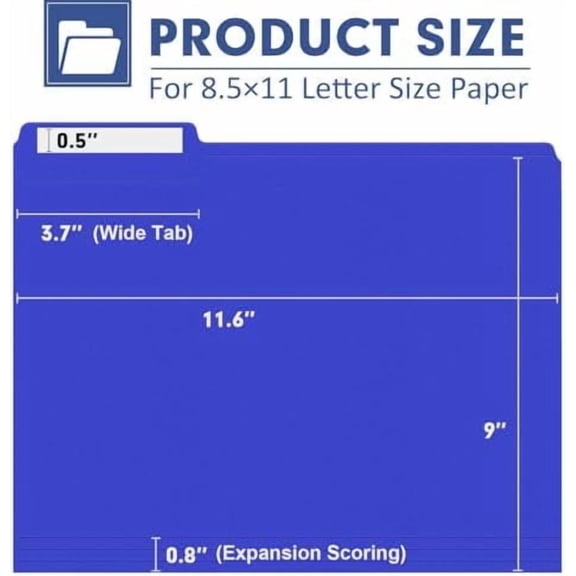 File Folder,  120 Pack File Folder, 1/3 Cut Tab, Letter Size, Filing Folder for Office School Business, Royal Blue