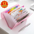 thumbnail image 1 of File Folder with 13 Pockets Clear Bill Receipt Organizer Portable Lightweight Paper Storage Clip Compact Document Clip for Office Home Travel Coupon Invoice Sorting Supplies 1 Pack, 1 of 7