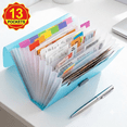thumbnail image 1 of File Folder with 13 Pockets Clear Bill Receipt Organizer Portable Lightweight Paper Storage Clip Compact Document Clip for Office Home Travel Coupon Invoice Sorting Supplies 1 Pack, 1 of 7