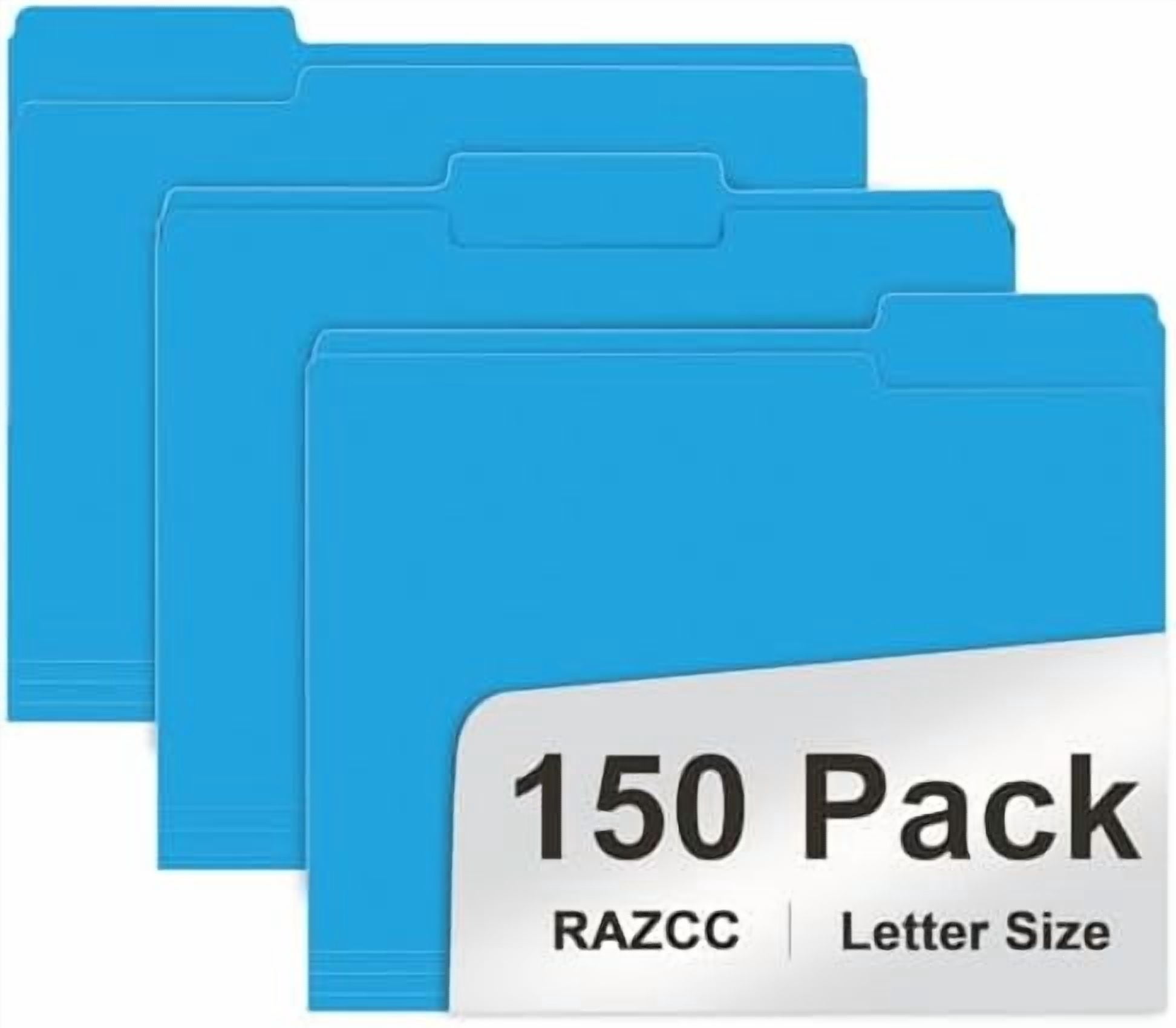 File Folder,  150 Pack 1/3 Cut Tab File Folders Letter Size, Blue, Colored Folders with Tab Great for Organizing and Easy File Storage