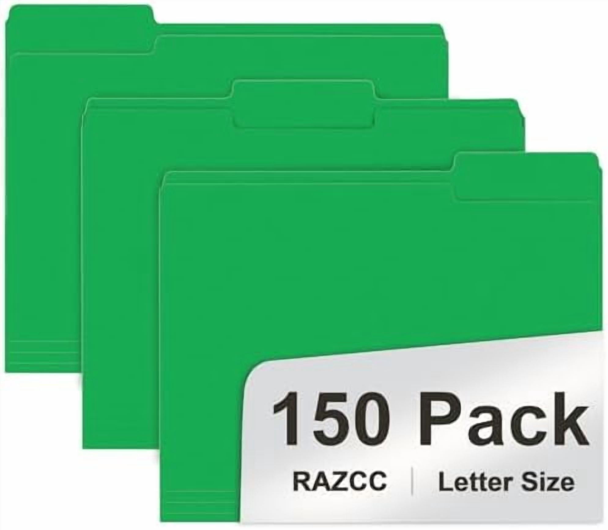 File Folder,  150 Pack 1/3 Cut Tab File Folders Letter Size, Creen, Colored Folders with Tab Great for Organizing and Easy File Storage