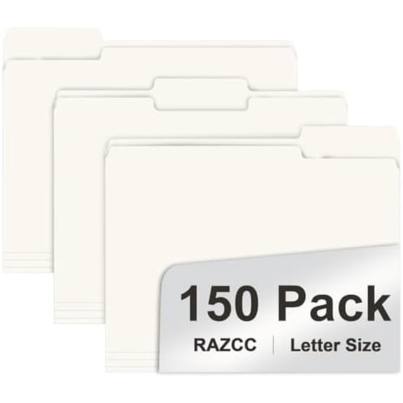 File Folder, 150 Pack 1/3 Cut Tab File Folders Letter Size, Folders for ...