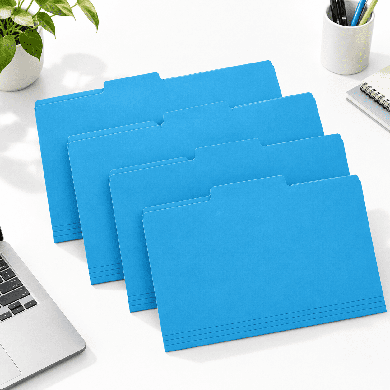 Simple Sign File File Folder 150 Pack 1/3 Cut Tab Folders Letter Size Blue Colored With ...