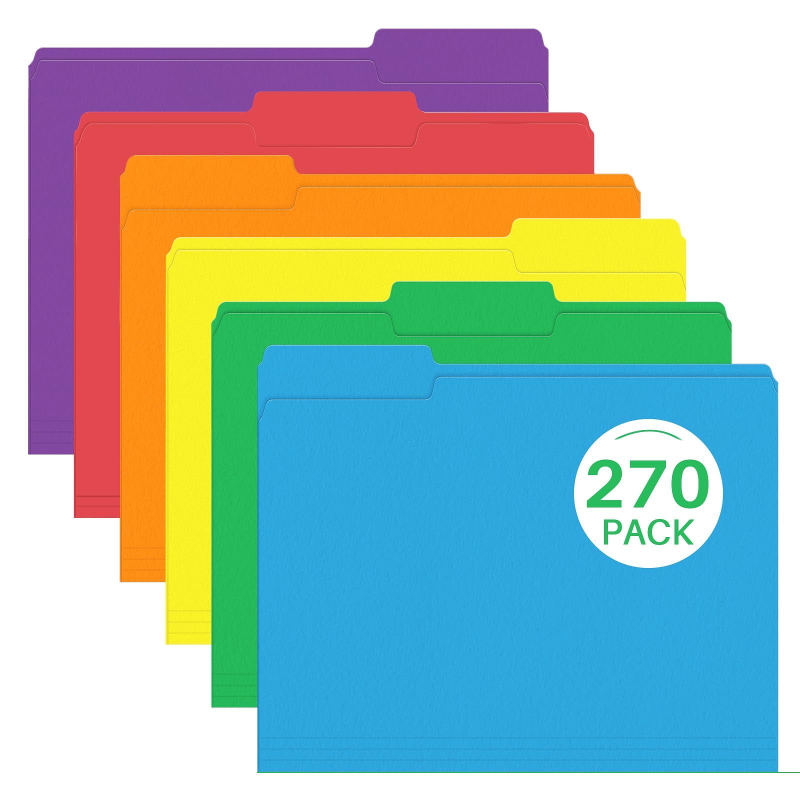 File Folder, PANDRI 170 Pack Colored File Folder, 1/3 Cut Tab