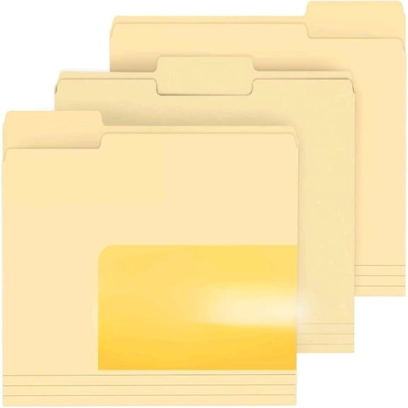File Folder, 30 Pack File Folder, 1/3 Cut Tab, Letter Size, Filing Folder for Office School Business, Manila