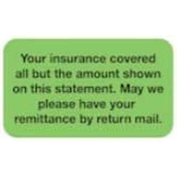 - File Folder Chart Labels, MAP3770, Patient Balance, Medical Insurance Patient Responsibility Stickers, Fluorescent Green/Black, 1-1/2" x 7/8", 250 per Box