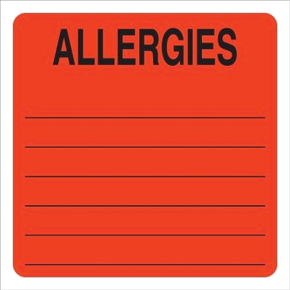  File Folder Chart Labels, UL926, Allergies, Allergy Medical Stickers