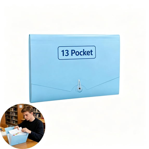 File Folder Document Folders, 13 Pocket Accordion File Pouch, Macaron Color Elastic String Snap Closure Expanding Document Organizer Portable Storage Bag for Office Classroom Exam Paper Contract