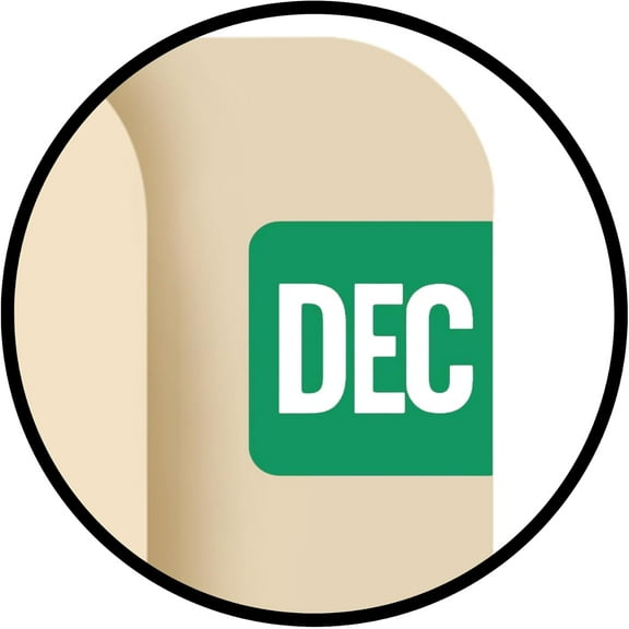 - File Folder Month Labels, December, Tab Products - TMLV Series Stickers, Light Green, 1/2" x 1", 500/Roll