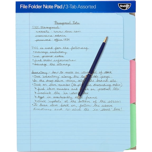 File Folder Notepad - Pack of 12-9.5 x 12.5 Inch Notebook Organizer Folders for Filing, Document, and Clipboard Organization - Assorted Colors