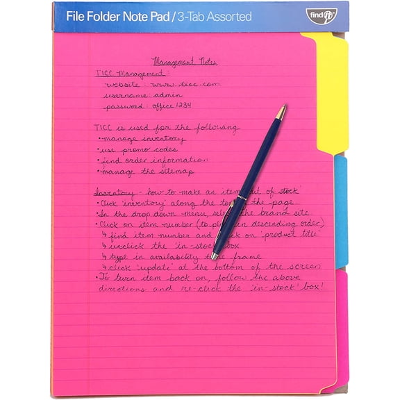 File Folder Notepad - Pack of 12-9.5 x 12.5 Inch Notebook Organizer Folders for Filing, Document, and Clipboard Organization - Assorted Neon Colors