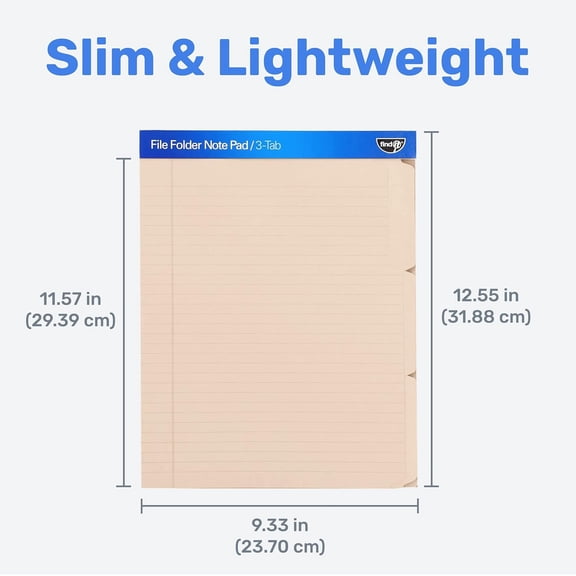 File Folder Notepad - Pack of 72-9.5 x 12.5 Inch Notebook Organizer Folders for Filing, Document, and Clipboard Organization - Cream