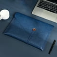 thumbnail image 1 of File Folder Organizer PU Leather File Jackets Document Holder Project Pockets with Closure Button and Inner Bag for A4 Letter Size Paper (Blue), 1 of 8